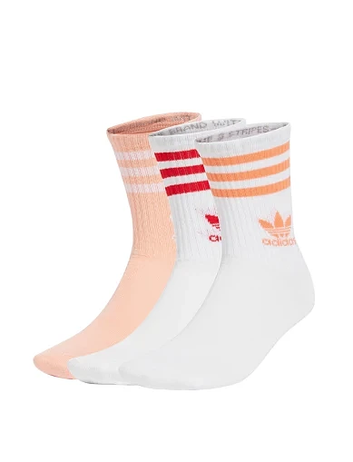 Высокие носки Adidas тканевые белые - фото 1 - Miraton