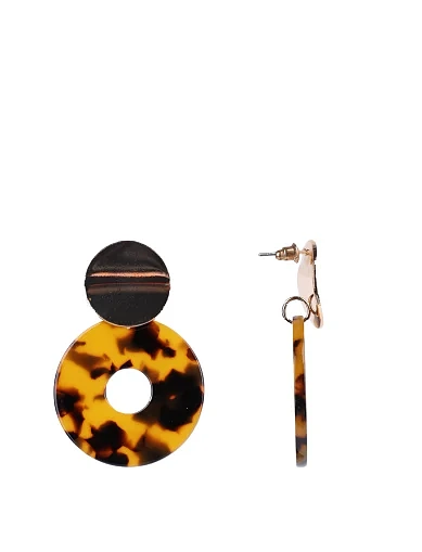Серьги подвески круглые с леопардовым принтом - фото 1 - Miraton