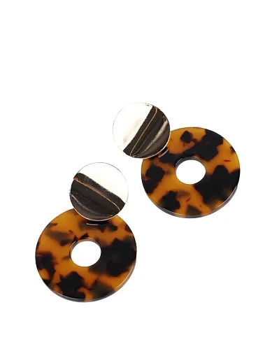 Серьги подвески круглые с леопардовым принтом - фото 2 - Miraton