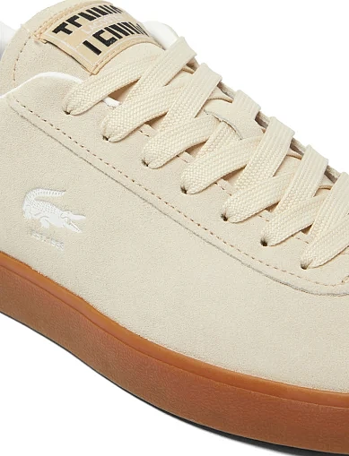 Мужские кеды Lacoste велюровые бежевые - фото 6 - Miraton