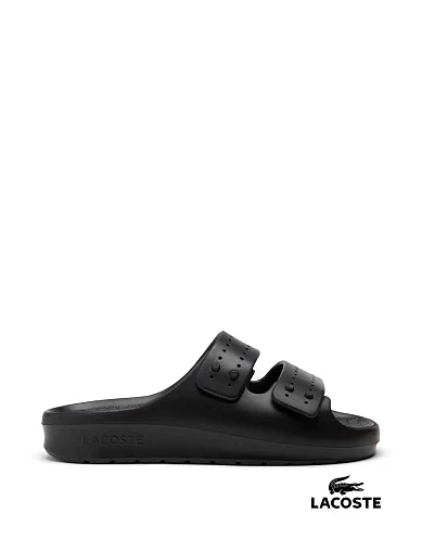 Мужские шлепанцы Lacoste резиновые черные - фото 1 - Miraton