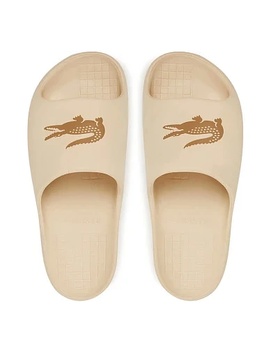 Мужские шлепанцы Lacoste резиновые бежевые - фото 5 - Miraton
