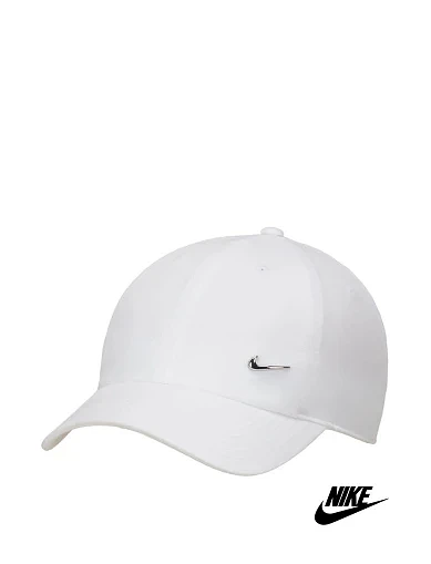 Кепка Nike Dri-Fit Club Metall-Swoosh Logo Cap тканевая белая - фото 1 - Miraton