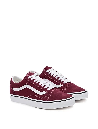 Женские кеды Vans Old Skool замшевые бордовые - фото 2 - Miraton