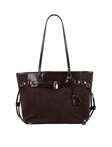 Жіноча сумка тоут MIRATON замшева коричнева(8363-2) - фото 2 - Miraton