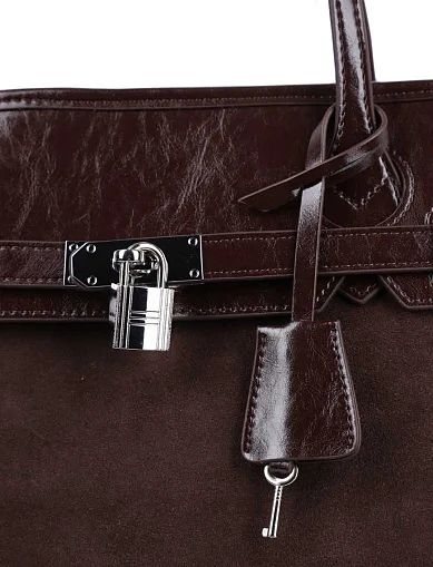 Жіноча сумка тоут MIRATON замшева коричнева(8363-2) - фото 5 - Miraton