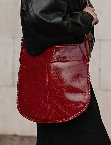 Жіноча сумка хобо MIRATON шкіряна бордова(9098A ) - фото 2 - Miraton