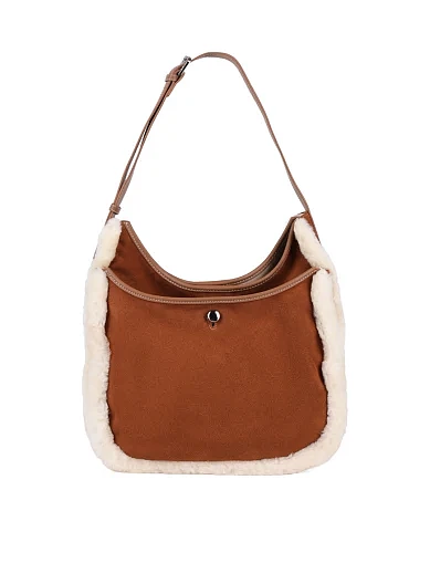 Женская сумка хобо MIRATON замшевая коричневая - фото 1 - Miraton