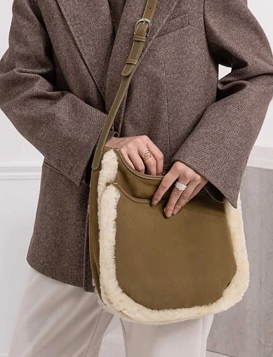 Женская сумка хобо MIRATON замшевая зеленая - фото 2 - Miraton