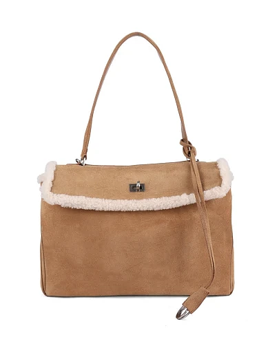 Жіноча сумка тоут MIRATON замшева бежева(8899-2 ) - фото 1 - Miraton
