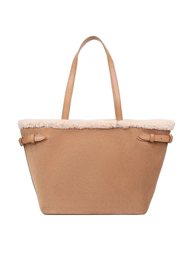 Женская сумка шоппер замшевая бежевая - фото 3 - Miraton