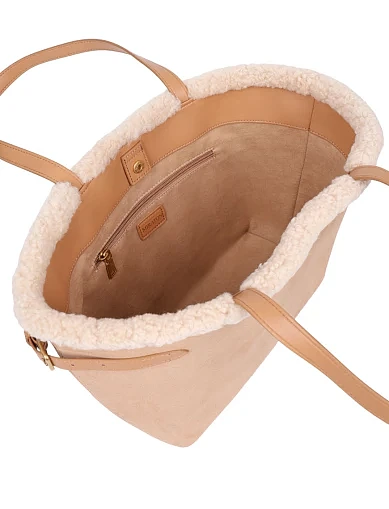 Женская сумка шоппер замшевая бежевая - фото 5 - Miraton