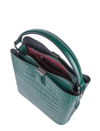 Женская сумка тоут MIRATON кожаная зеленая - фото 6 - Miraton