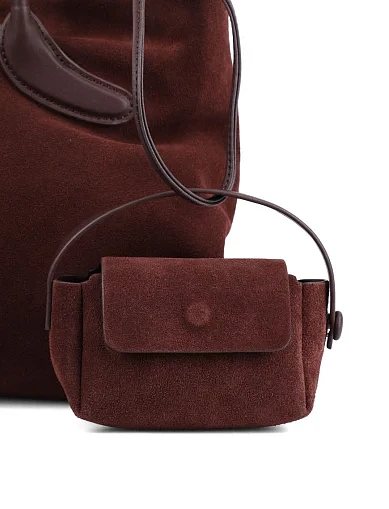 Жіноча сумка через плече MIRATON замшева коричнева(F9255) - фото 5 - Miraton