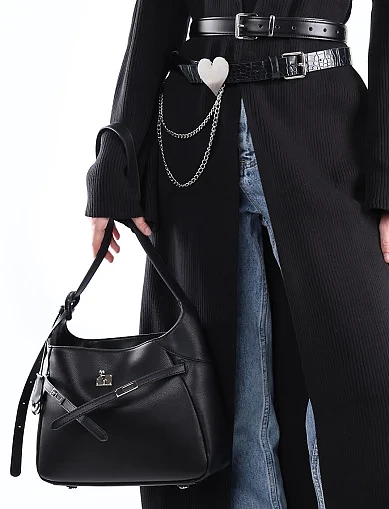 Женская сумка хобо MIRATON замшевая черная - фото 2 - Miraton