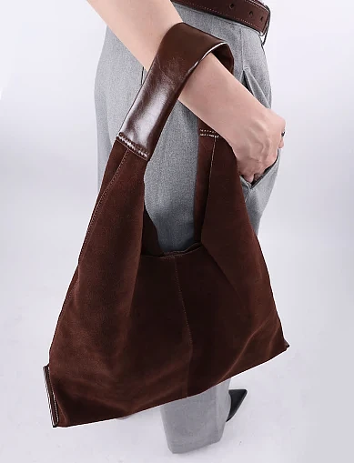 Женская сумка хобо MIRATON кожаная коричневая - фото 2 - Miraton