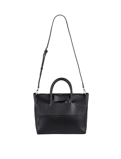 Женская сумка тоут MIRATON кожаная черная - фото 7 - Miraton