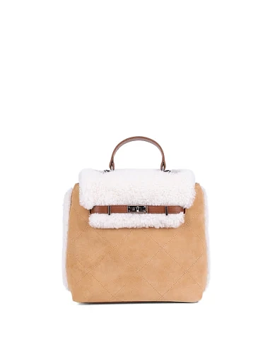 Жіноча сумка-рюкзак MIRATON замшева бежева(8371 -2) - фото 1 - Miraton