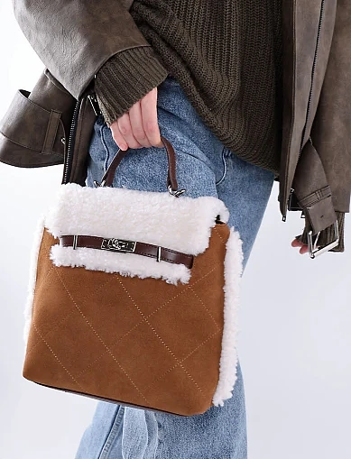 Жіноча сумка-рюкзак MIRATON замшева коричнева(8371 -1 ) - фото 9 - Miraton