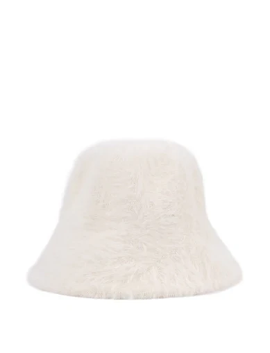 Шапка ангоровая молочная - фото 1 - Miraton