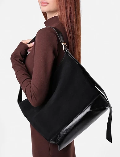 Женская сумка хобо MIRATON замшевая черная - фото 2 - Miraton