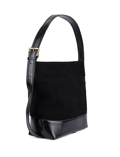 Женская сумка хобо MIRATON замшевая черная - фото 3 - Miraton