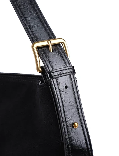 Женская сумка хобо MIRATON замшевая черная - фото 5 - Miraton