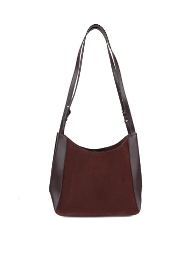 Женская сумка хобо MIRATON замшевая коричневая - фото 7 - Miraton