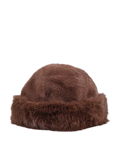 Шапка с мехом коричневая - фото 1 - Miraton