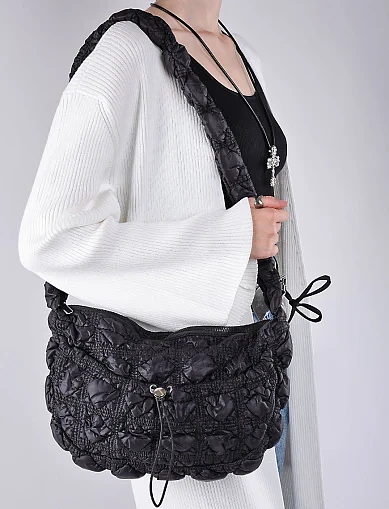 Женская сумка через плечо MIRATON тканевая черная - фото 2 - Miraton