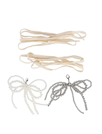 Набір прикрас для взуття шнурки-стрічки, підвіски з намистин та перлів(DM-6) - фото 1 - Miraton