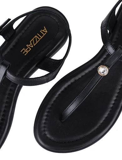 Женские сандалии Attizzare кожаные черные - фото 5 - Miraton