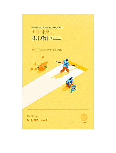 Освітлювальна тканинна маска з вітаміном C та ніацинамідом ROUND LAB Vita Niacinamide Dark Spot Seru(Vita Niacinamide Dark Spot Serum Mask 20 ml Освітл) - фото 1 - Miraton