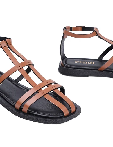 Женские сандалии Attizzare кожаные коричневые - фото 3 - Miraton