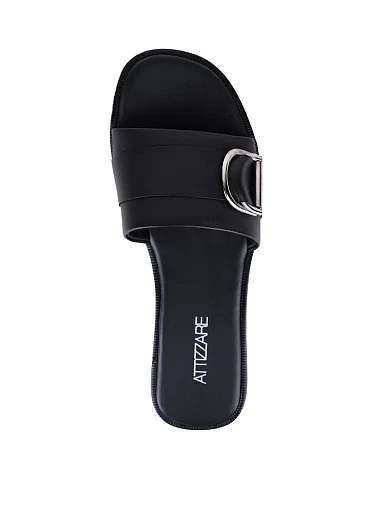 Жіночі шльопанці Attizzare шкіряні чорні (418 BARI-02) - фото 3 - Miraton