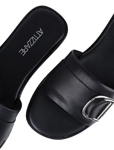 Жіночі шльопанці Attizzare шкіряні чорні (418 BARI-02) - фото 4 - Miraton