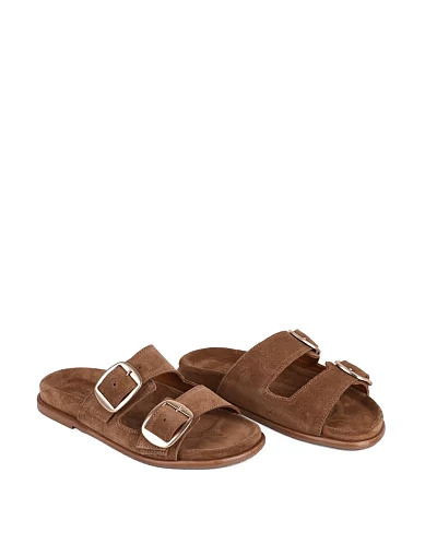 Женские шлепанцы Attizzare велюровые коричневые - фото 3 - Miraton