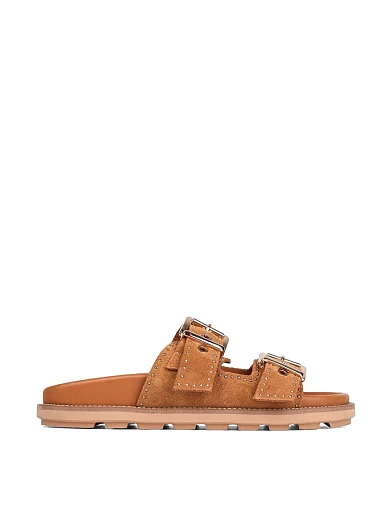 Женские шлепанцы Attizzare велюровые коричневые - фото 1 - Miraton