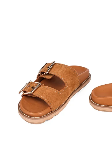 Женские шлепанцы Attizzare велюровые коричневые - фото 2 - Miraton