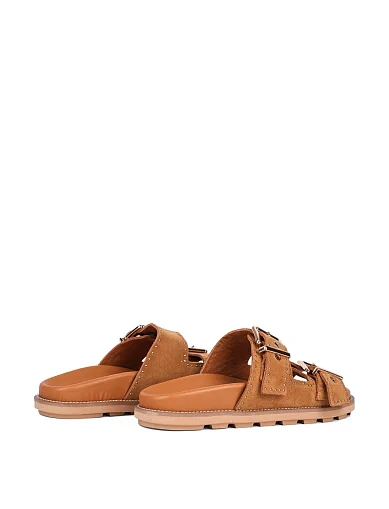 Женские шлепанцы Attizzare велюровые коричневые - фото 4 - Miraton