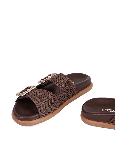 Женские шлепанцы Attizzare кожаные коричневые - фото 3 - Miraton