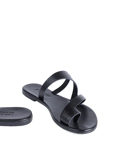 Женские шлепанцы Attizzare кожаные черные - фото 2 - Miraton