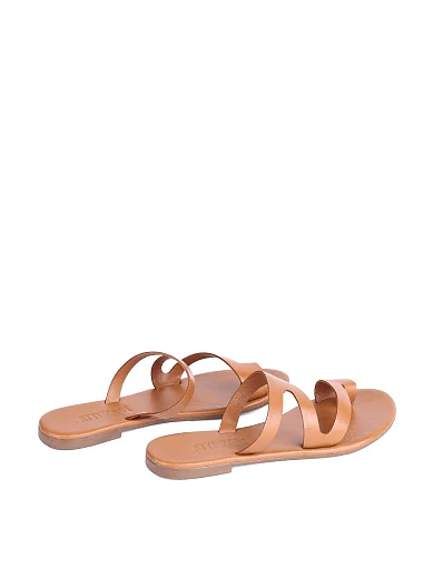 Женские шлепанцы Attizzare кожаные бежевые - фото 4 - Miraton