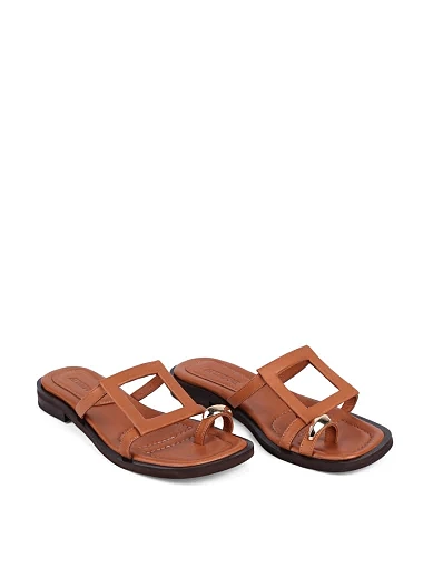 Женские шлепанцы Attizzare кожаные коричневые - фото 4 - Miraton