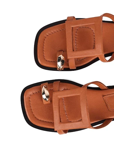 Женские шлепанцы Attizzare кожаные коричневые - фото 6 - Miraton