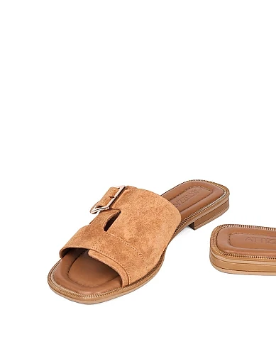 Женские шлепанцы Attizzare велюровые коричневые - фото 3 - Miraton