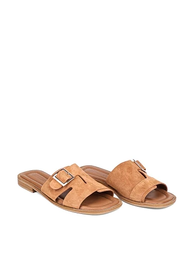 Женские шлепанцы Attizzare велюровые коричневые - фото 4 - Miraton