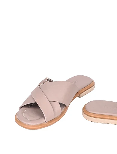 Женские шлепанцы Attizzare кожаные серые - фото 2 - Miraton