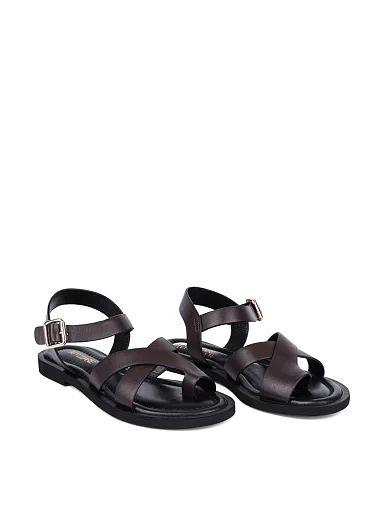 Женские сандалии Attizzare кожаные коричневые - фото 3 - Miraton