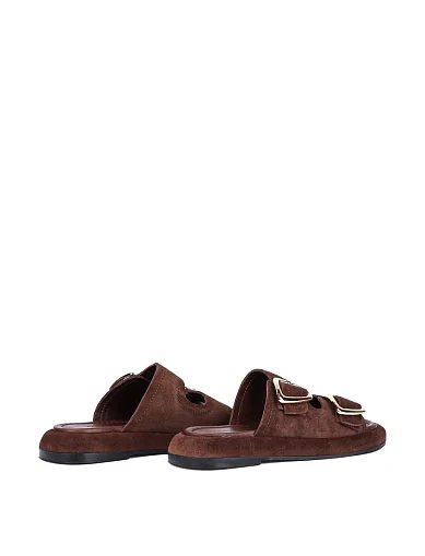 Женские шлепанцы Attizzare велюровые коричневые - фото 4 - Miraton
